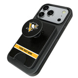 Pittsburgh Penguins Personalized Endzone Solid PopSockets MagSafe-Compatible PopWallet+