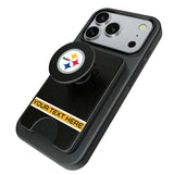 Pittsburgh Steelers Personalized Endzone Solid PopSockets MagSafe-Compatible PopWallet+