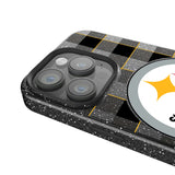 Pittsburgh Steelers Plaid Black Bling Phone Case for Apple iPhone