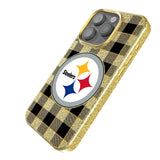 Pittsburgh Steelers Plaid Bling Phone Case for Apple iPhone
