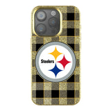 Pittsburgh Steelers Plaid Bling Phone Case for Apple iPhone