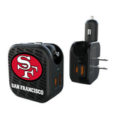 San Francisco 49ers Historic Collection Text Backdrop 2 in 1 USB A/C Charger