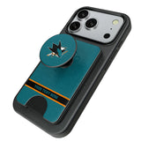 San Jose Sharks Personalized Endzone Solid PopSockets MagSafe-Compatible PopWallet+