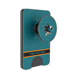 San Jose Sharks Personalized Endzone Solid PopSockets MagSafe-Compatible PopWallet+
