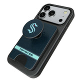 Seattle Kraken Personalized Endzone Solid PopSockets MagSafe-Compatible PopWallet+