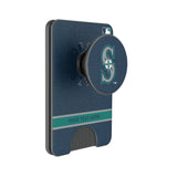 Seattle Mariners Personalized Endzone Solid PopSockets MagSafe-Compatible PopWallet+