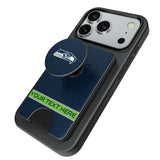 Seattle Seahawks Personalized Endzone Solid PopSockets MagSafe-Compatible PopWallet+