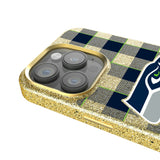 Seattle Seahawks Plaid Bling Phone Case for Apple iPhone
