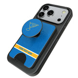 St. Louis Blues Personalized Endzone Solid PopSockets MagSafe-Compatible PopWallet+