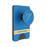 St. Louis Blues Personalized Endzone Solid PopSockets MagSafe-Compatible PopWallet+