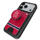 St Louis Cardinals Personalized Endzone Solid PopSockets MagSafe-Compatible PopWallet+
