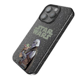 Star Wars: The Mandalorian Grogu and Din Djarin Color Block Black Bling Phone Case for Apple iPhone