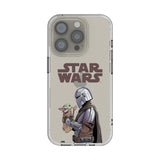 Star Wars: The Mandalorian Grogu and Din Djarin Color Block Clear Phone Case for Apple iPhone