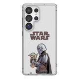 Star Wars: The Mandalorian Grogu and Din Djarin Color Block Clear Phone Case for Samsung Galaxy