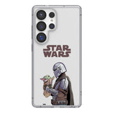 Star Wars: The Mandalorian Grogu and Din Djarin Color Block Clear Phone Case for Samsung Galaxy