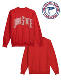 Ohio State Curve White Crewneck Red Sweatshirt