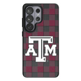 Texas A&M University Aggies Plaid MagSafe Compatible Phone Case for Samsung Galaxy
