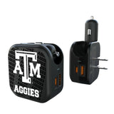 Texas A&M University Aggies Text Backdrop 2 in 1 USB A/C Charger