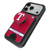Texas Rangers Personalized Endzone Solid PopSockets MagSafe-Compatible PopWallet+