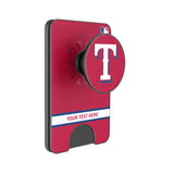 Texas Rangers Personalized Endzone Solid PopSockets MagSafe-Compatible PopWallet+