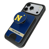 United State Naval Academy Midshipmen Personalized Endzone Solid PopSockets MagSafe-Compatible PopWallet+