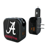 University of Alabama Crimson Tide Script A Text Backdrop 2 in 1 USB A/C Charger