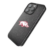 University of Arkansas Fayetteville Razorbacks Linen Black Bling Phone Case for Apple iPhone