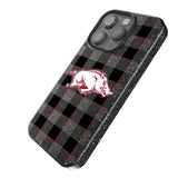 University of Arkansas Fayetteville Razorbacks Plaid Black Bling Phone Case for Apple iPhone