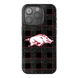 University of Arkansas Fayetteville Razorbacks Plaid Black Bling Phone Case for Apple iPhone