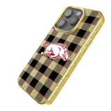 University of Arkansas Fayetteville Razorbacks Plaid Bling Phone Case for Apple iPhone
