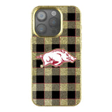 University of Arkansas Fayetteville Razorbacks Plaid Bling Phone Case for Apple iPhone