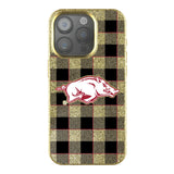 University of Arkansas Fayetteville Razorbacks Plaid Bling Phone Case for Apple iPhone