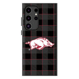 University of Arkansas Fayetteville Razorbacks Plaid MagSafe Compatible Phone Case for Samsung Galaxy