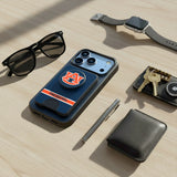 University of Auburn Tigers Personalized Endzone Solid PopSockets MagSafe-Compatible PopWallet+