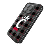 University of Cincinnati Bearcats Plaid Black Bling Phone Case for Apple iPhone