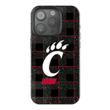 University of Cincinnati Bearcats Plaid Black Bling Phone Case for Apple iPhone