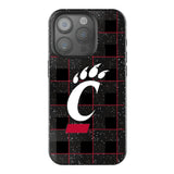 University of Cincinnati Bearcats Plaid Black Bling Phone Case for Apple iPhone