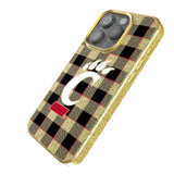 University of Cincinnati Bearcats Plaid Bling Phone Case for Apple iPhone