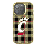 University of Cincinnati Bearcats Plaid Bling Phone Case for Apple iPhone