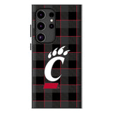 University of Cincinnati Bearcats Plaid MagSafe Compatible Phone Case for Samsung Galaxy