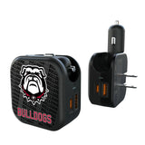 University of Georgia Bulldogs Uga Text Backdrop 2 in 1 USB A/C Charger