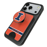 University of Illinois Fighting Illini Personalized Endzone Solid PopSockets MagSafe-Compatible PopWallet+