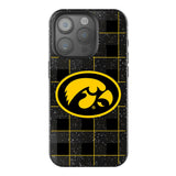 University of Iowa Hawkeyes Plaid Black Bling Phone Case for Apple iPhone