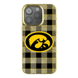 University of Iowa Hawkeyes Plaid Bling Phone Case for Apple iPhone