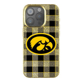 University of Iowa Hawkeyes Plaid Bling Phone Case for Apple iPhone