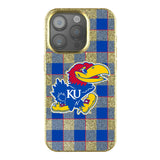 University of Kansas Jayhawks Plaid Bling Phone Case for Apple iPhone