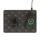 University of Miami Hurricanes Fashion Pattern 15-Watt Wireless Charger and Mouse Pad