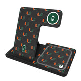 University of Miami Hurricanes Fashion Pattern 3 in 1 Charging Station
