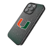 University of Miami Hurricanes Linen Black Bling Phone Case for Apple iPhone