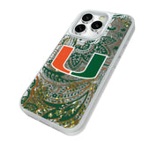 University of Miami Hurricanes Paisley Glitter Phone Case for Apple iPhone